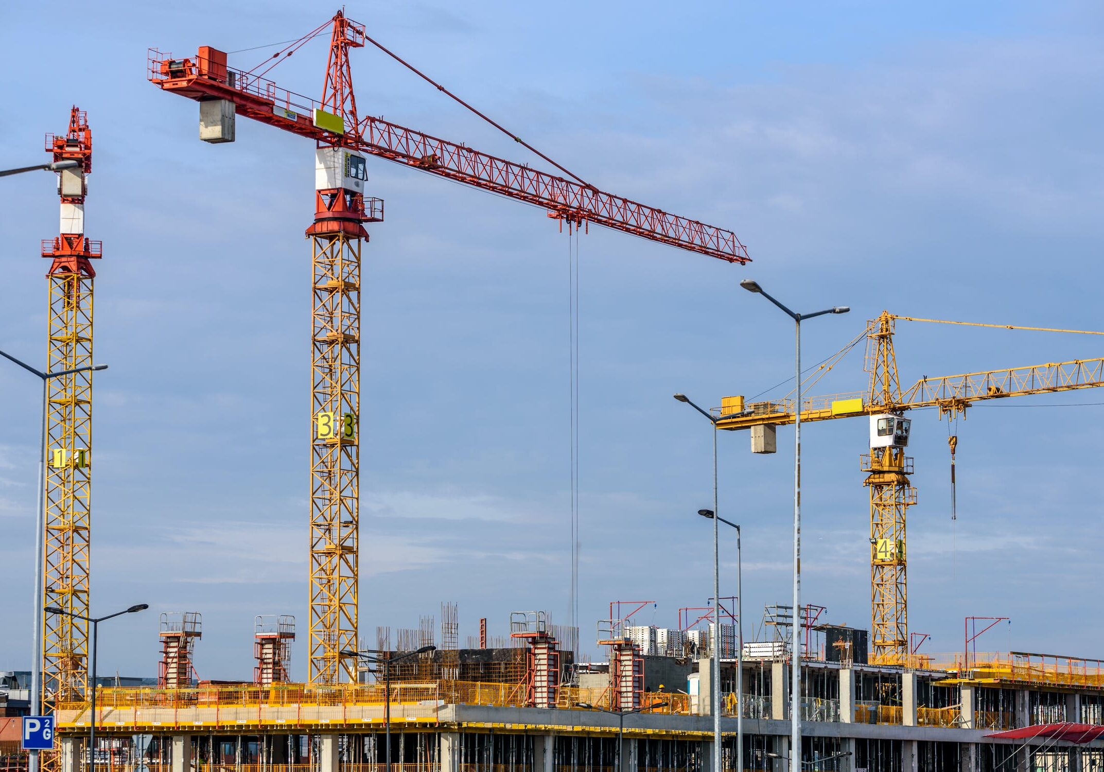 three high cranes three high cranes